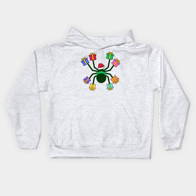 Christmas Halloween Spider With Gifts Kids Hoodie by MGRCLimon